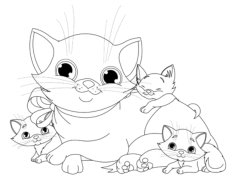 Cute Mother With Kittens Cat Tracing Shape Pdf, Free Vectors File